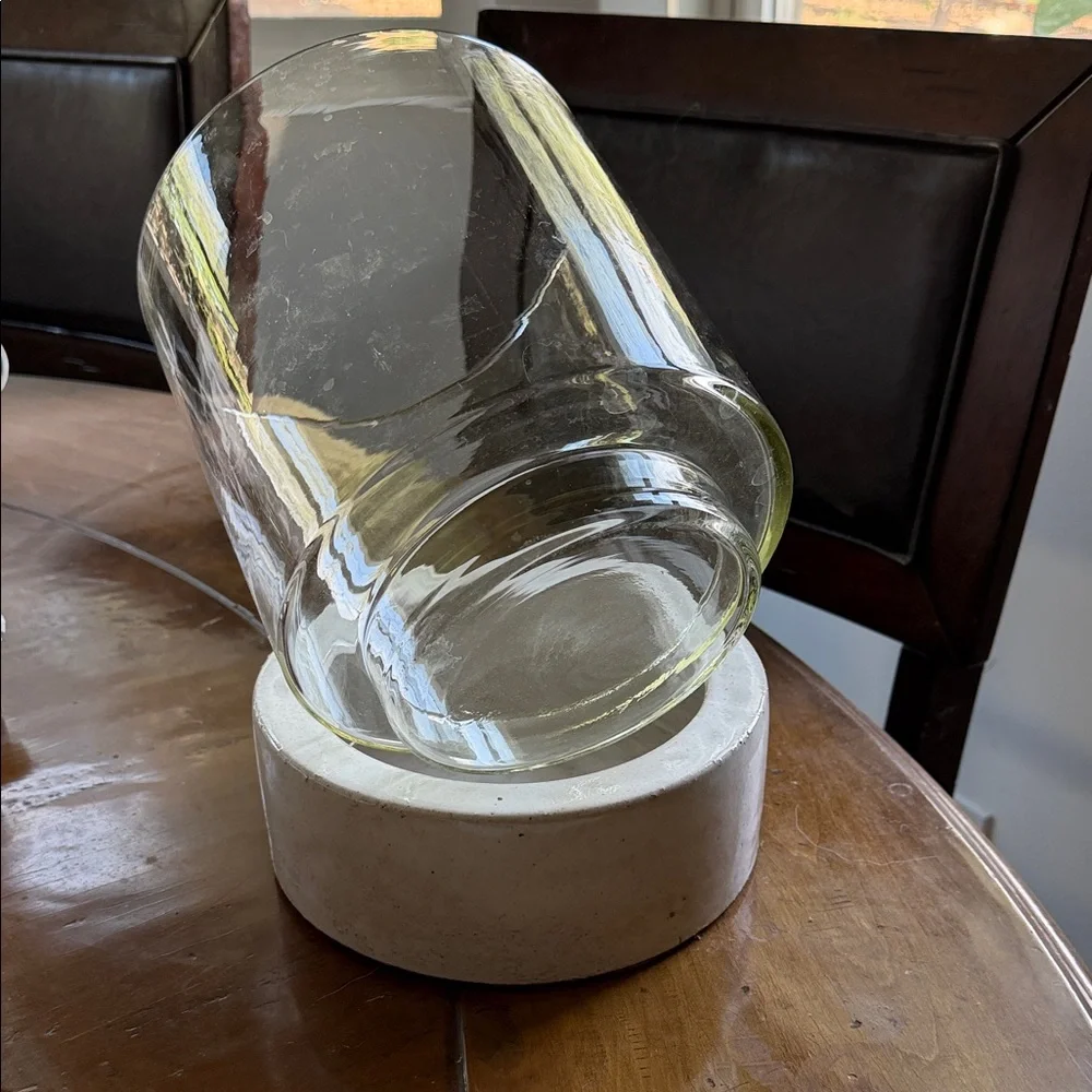 West Elm Glass and White Ceramic Base Candle Holder